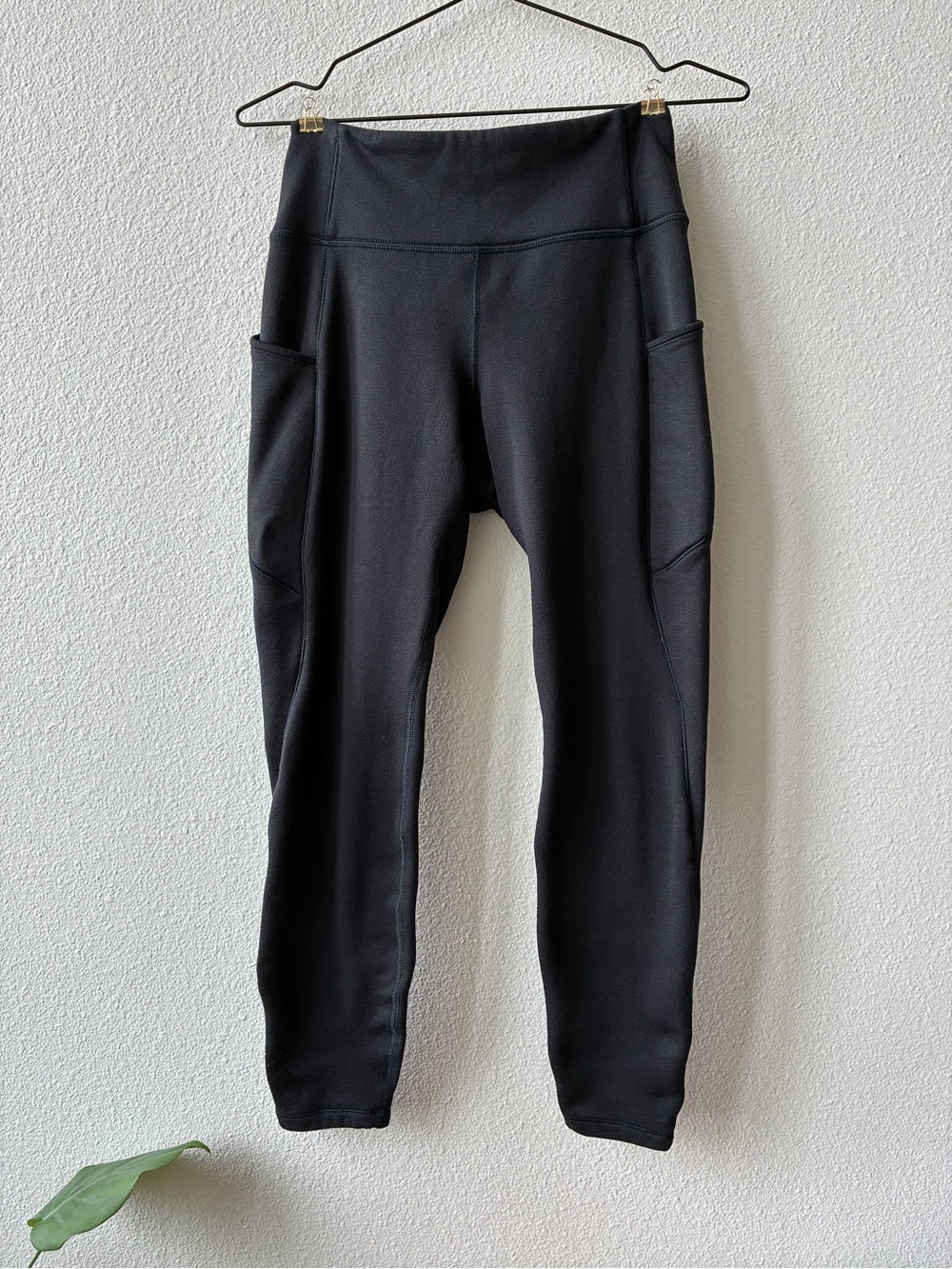 Athleta Fleece-Lined Black High-Rise Pocket Leggings